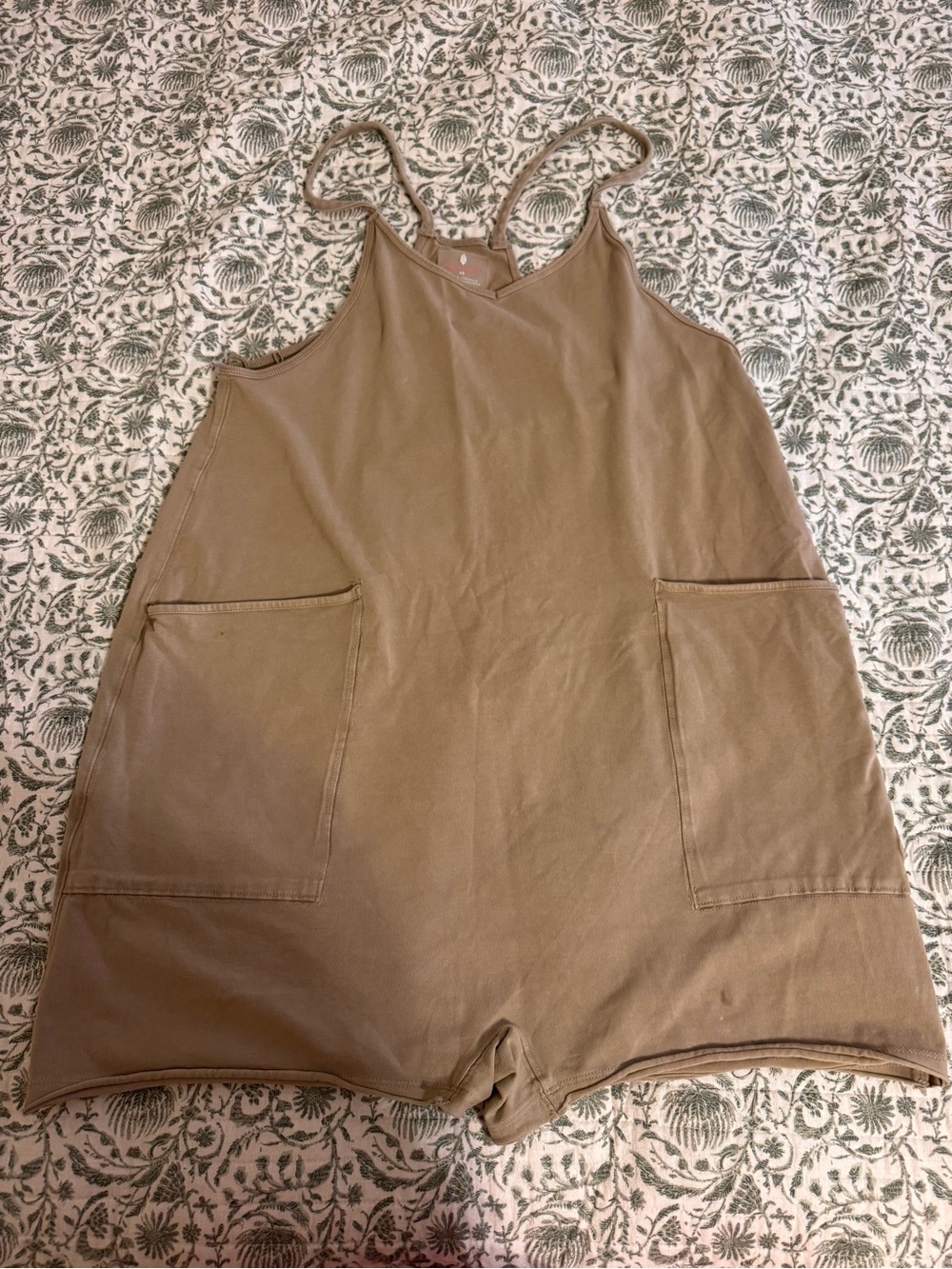 Free People Taupe Strappy Cotton Romper